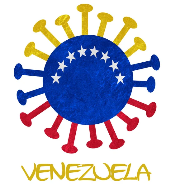 Venezuelan National Flag Corona Virus Bacteria Isolated White — Stock Photo, Image