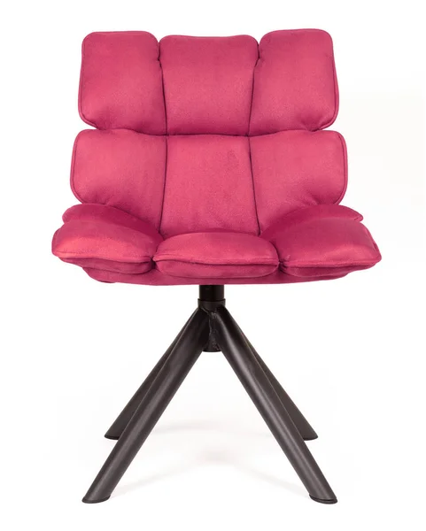 Cadeira Moderna Feita Camurça Metal Isolado Branco Rosa — Fotografia de Stock