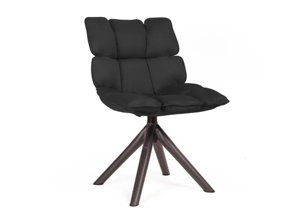 Silla Moderna Gamuza Metal Aislada Blanco Negro —  Fotos de Stock