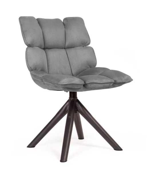 Chaise Moderne Daim Métal Isolée Sur Blanc Gris — Photo