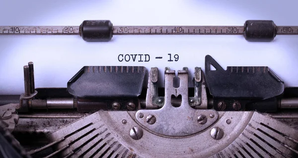 Close Vintage Typewriter Biohazard Covid — Stock fotografie