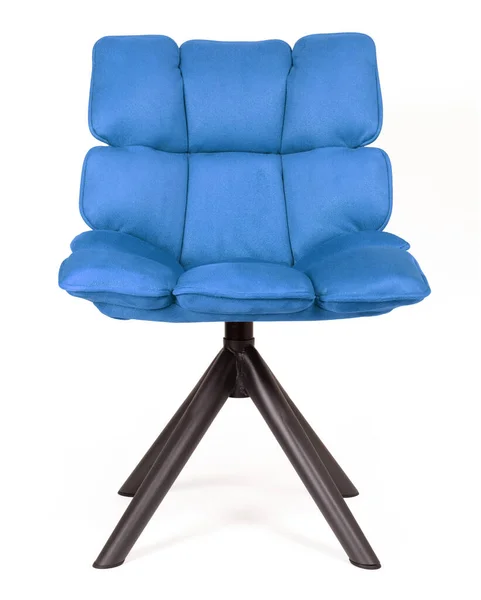 Chaise Moderne Daim Métal Isolée Sur Blanc Bleu — Photo