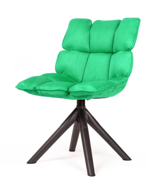 Chaise Moderne Daim Métal Isolée Sur Blanc Vert — Photo