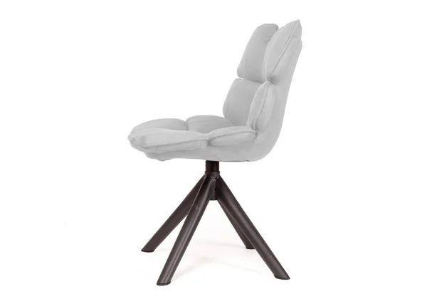 Silla Moderna Gamuza Metal Aislada Blanco Gris —  Fotos de Stock