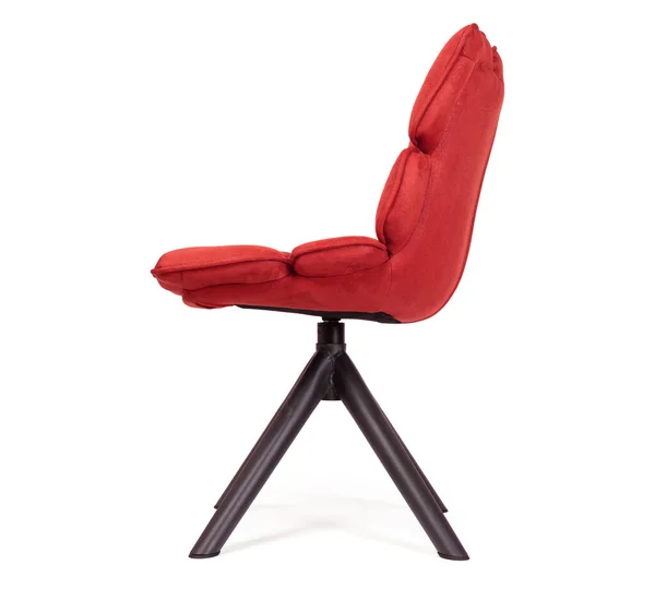 Nowoczesny Fotel Wykonany Zamszu Metalu Izolowany Biało Czerwony — Zdjęcie stockowe