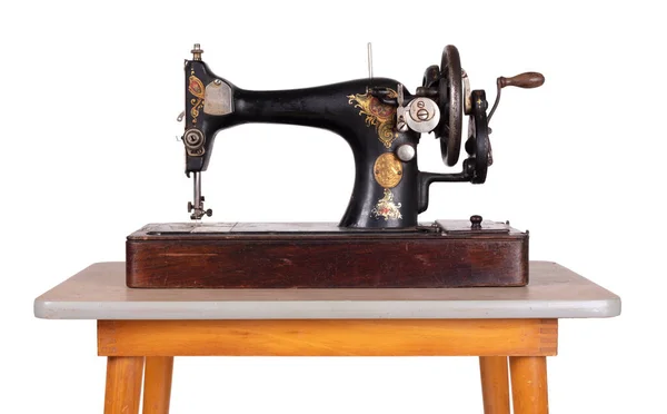 Antique Vintage Sewing Machine Old Table Isolated White Royalty Free Stock Photos