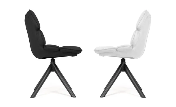 Chaises Modernes Daim Métal Isolées Sur Blanc Noir Blanc — Photo