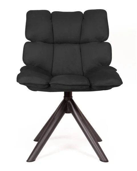 Nowoczesne Krzesło Wykonane Zamszu Metalu Izolowane Biało Czarne — Zdjęcie stockowe