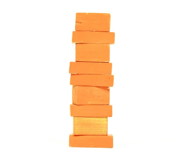 Vintage Orange Building Blocks Isolated White Background — Stock Photo, Image