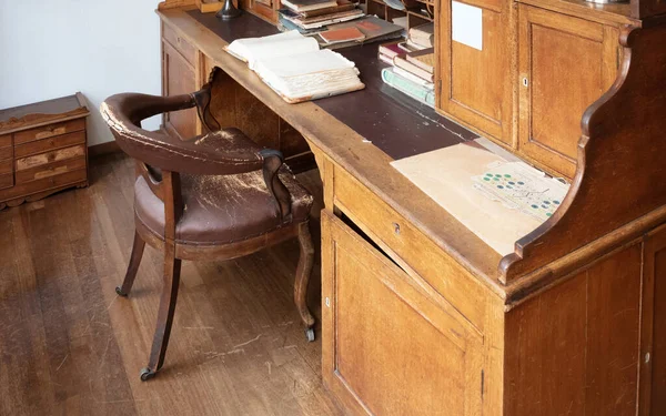 Very Old Desk Full Old Books Old Paper Netherlands 1800 — Stock Photo, Image