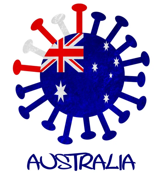 Australian National Flag Corona Virus Bacteria Isolated White — Stock Photo, Image