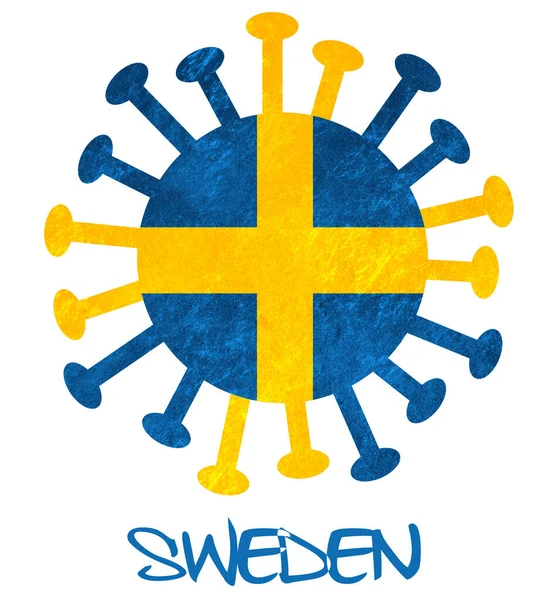 Swedish National Flag Corona Virus Bacteria Isolated White — Stock Photo, Image