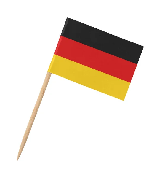 Маленький Бумажный Немецкий Флаг Деревянной Палочке Изолированный Белом — стоковое фото