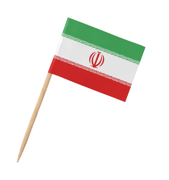 Bandeira Iraniana Papel Pequeno Pau Madeira Isolado Branco — Fotografia de Stock