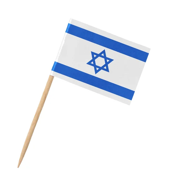 Bandeira Israelense Papel Pequeno Pau Madeira Isolado Branco — Fotografia de Stock