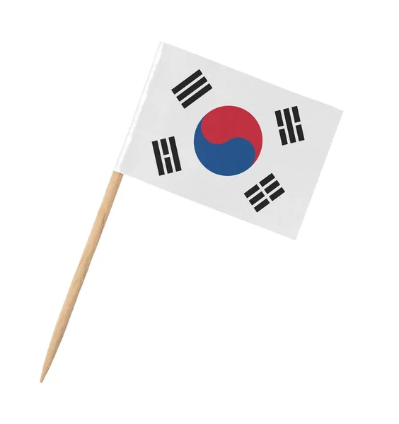 Small Paper South Korean Flag Wooden Stick Isolated White — Stock Photo, Image