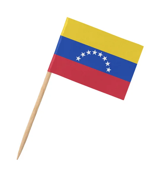 Kleine Venezolanische Flagge Auf Holzstab Isoliert Auf Weiß — Stockfoto