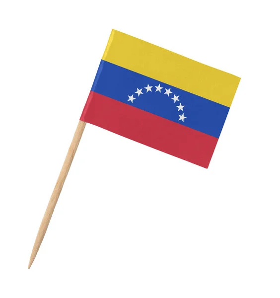 Μικρή Χάρτινη Σημαία Βενεζουέλας Ξύλινο Ραβδί Απομονωμένη Λευκό — Φωτογραφία Αρχείου