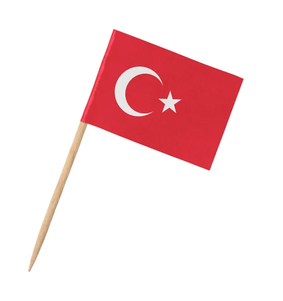 Klein Papiertje Turkse Vlag Houten Stokje Geïsoleerd Wit — Stockfoto