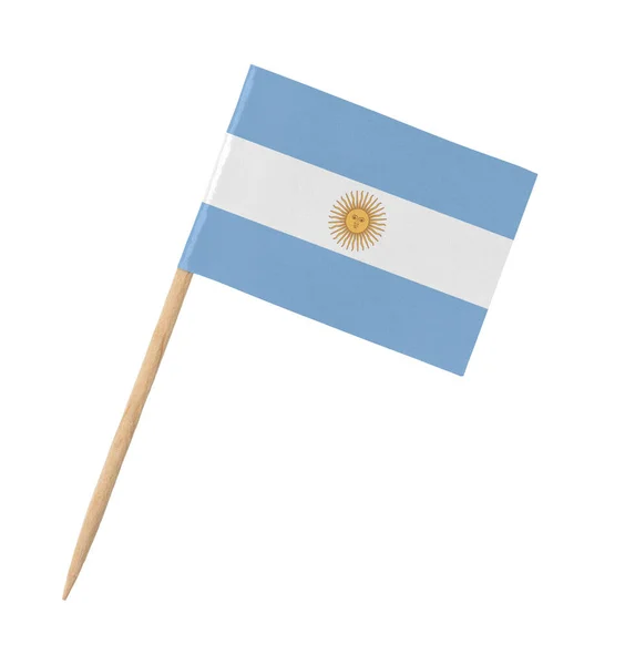 木製の棒に小さな紙アルゼンチン国旗 白に隔離 — ストック写真