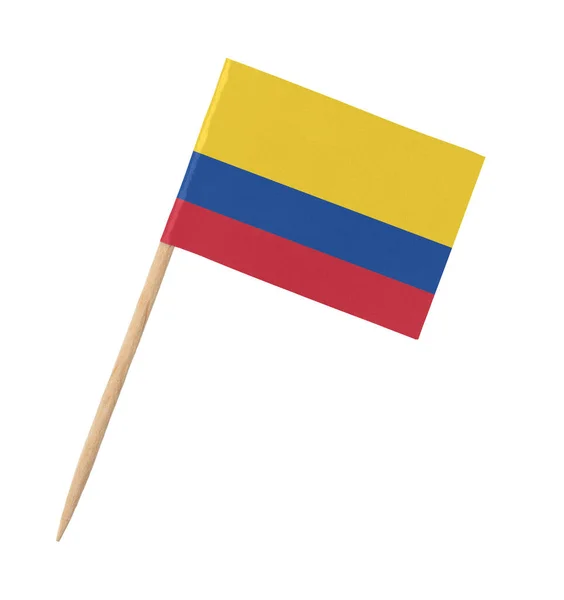 Small Paper Colombian Flag Wooden Stick Isolated White — Stock Photo, Image