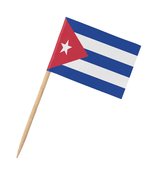 Bandeira Cubana Papel Pequeno Pau Madeira Isolado Branco — Fotografia de Stock