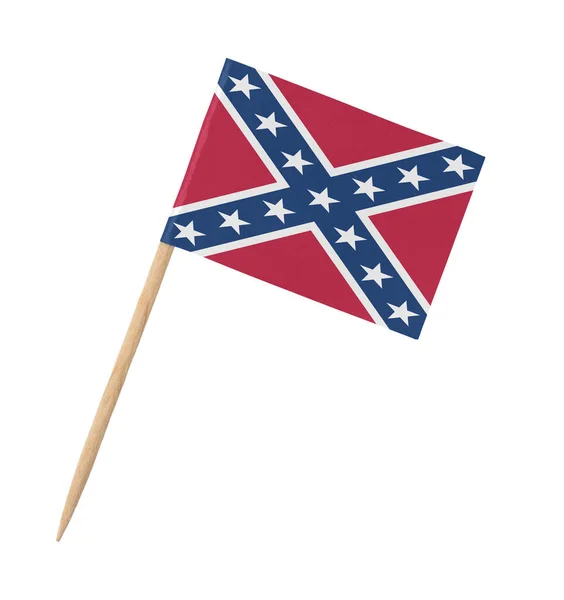Mały Papier Flaga Konfederatów Drewnianym Patyku Izolowany Białym — Zdjęcie stockowe