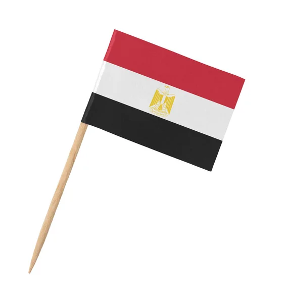 Bandera Egipcia Papel Pequeño Palo Madera Aislado Blanco —  Fotos de Stock