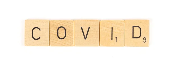 Covid Scrable Lettern Isoliert Auf Weißem Hintergrund — Stockfoto