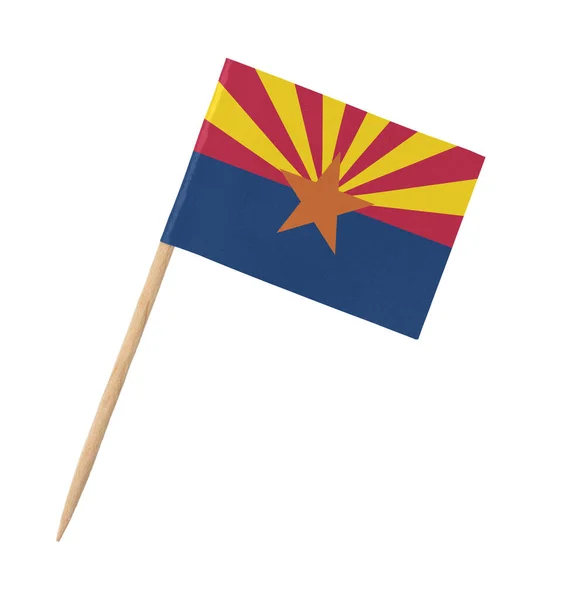 木製の棒に小さな紙の米国の州旗 アリゾナ州 白に隔離 — ストック写真
