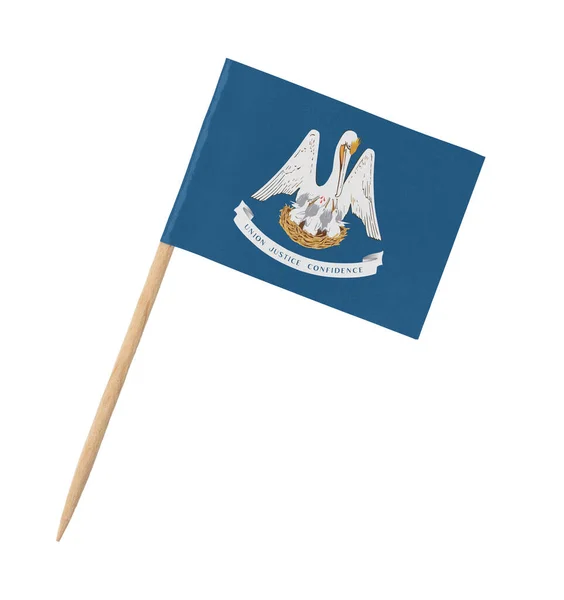 Bandeira Estado Dos Eua Papel Pequeno Pau Madeira Louisiana Isolado — Fotografia de Stock