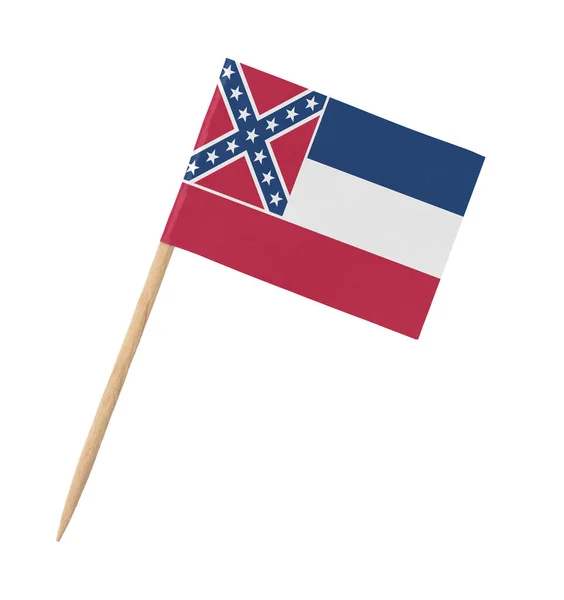 Small Paper State Flag Wooden Stick Mississippi Isolated White — Stock Photo, Image