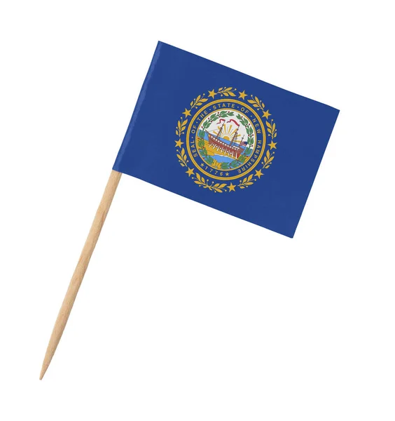 Small Paper State Flag Wooden Stick New Hampshire Isolated White — Stock Photo, Image