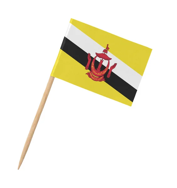 Маленький Бумажный Флаг Брунея Деревянной Палочке Изолированный Белом — стоковое фото