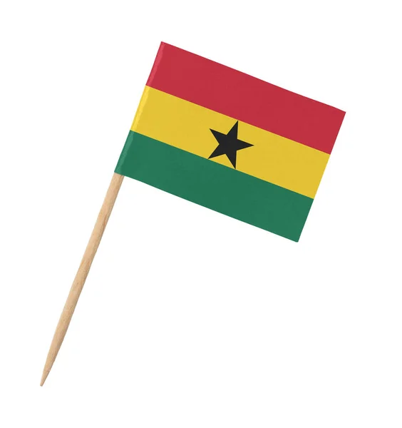 Kleine Ghanesische Flagge Auf Holzstab Isoliert Auf Weiß — Stockfoto