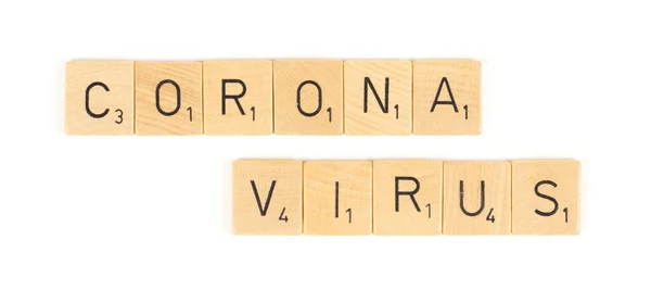 Corona Virus Buchstaben Isoliert Auf Weißem Hintergrund — Stockfoto