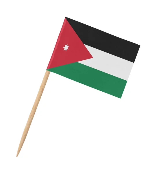 Маленькая Бумага Иорданский Флаг Деревянной Палочке Изолированный Белом — стоковое фото