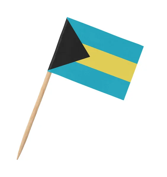 Bandeira Papel Pequena Bahamas Pau Madeira Isolado Branco — Fotografia de Stock
