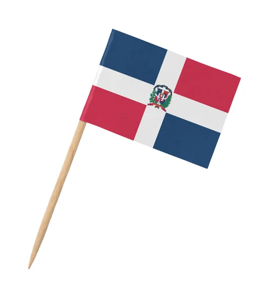 Kleine Papieren Vlag Van Dominicaanse Republiek Houten Stokje Geïsoleerd Wit — Stockfoto