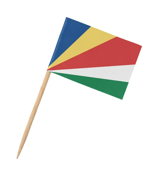 Petit Drapeau Papier Des Seychelles Sur Bâton Bois Isolé Sur — Photo