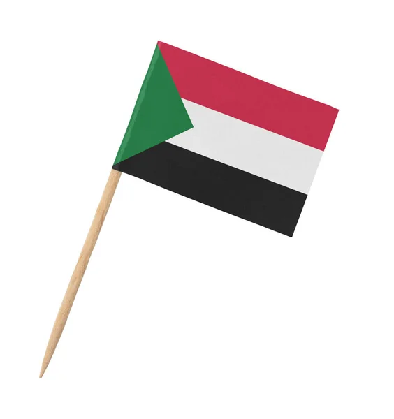 Small Paper Flag Sudan Wooden Stick Isolated White — Stock Photo, Image
