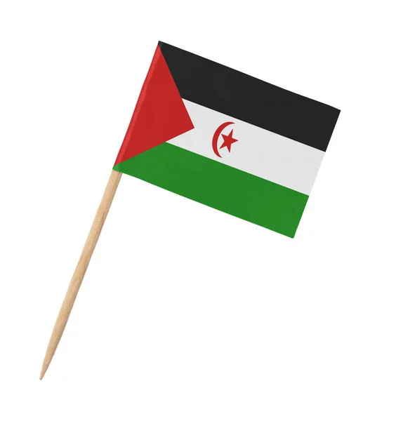 Μικρή Χάρτινη Σημαία Της Δυτικής Σαχάρας Ξύλινο Ραβδί Απομονωμένη Λευκό — Φωτογραφία Αρχείου