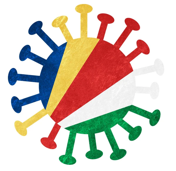 Nationale Vlag Van Seychellen Met Corona Virus Bacteriën Geïsoleerd Wit — Stockfoto