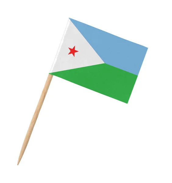 Mała Papierowa Flaga Dżibuti Drewnianym Patyku Odizolowana Białym — Zdjęcie stockowe