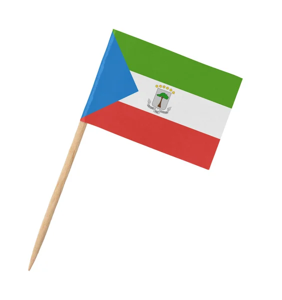 Pequena Bandeira Papel Guiné Equatorial Pau Madeira Isolado Branco — Fotografia de Stock