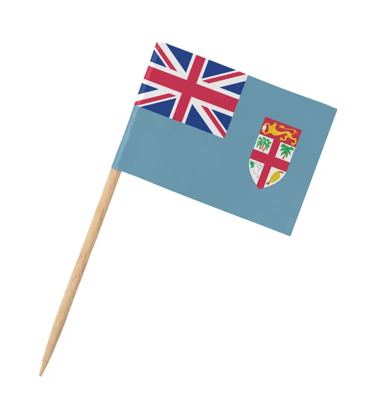 Malá Papírová Vlajka Fidži Dřevěné Tyčce Izolovaná Bílém — Stock fotografie
