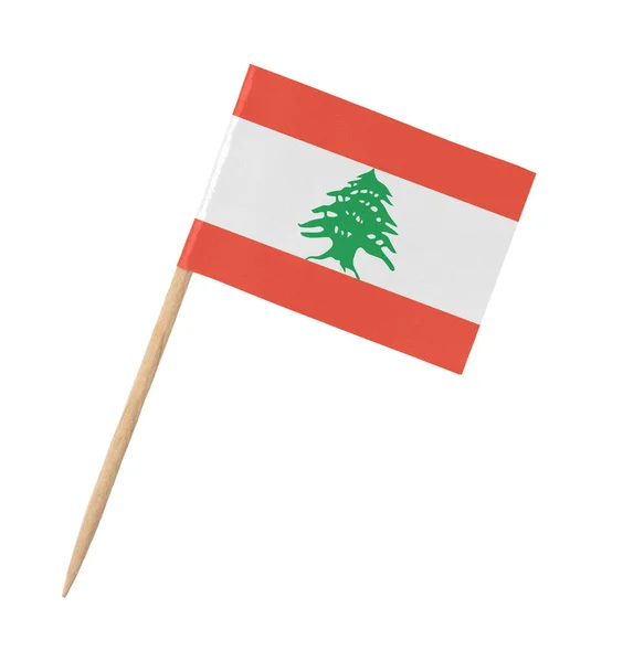 Small Paper Flag Lebanon Wooden Stick Isolated White — Stock Photo, Image