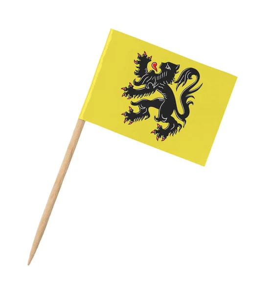 Kleine Papieren Vlag Van Vlaanderen Houten Stokje Geïsoleerd Wit — Stockfoto