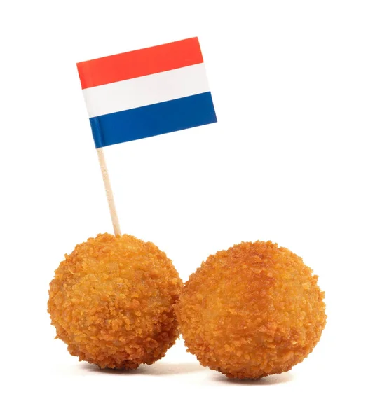 オランダの伝統的なスナック ビターバルで オランダ国旗が描かれています — ストック写真