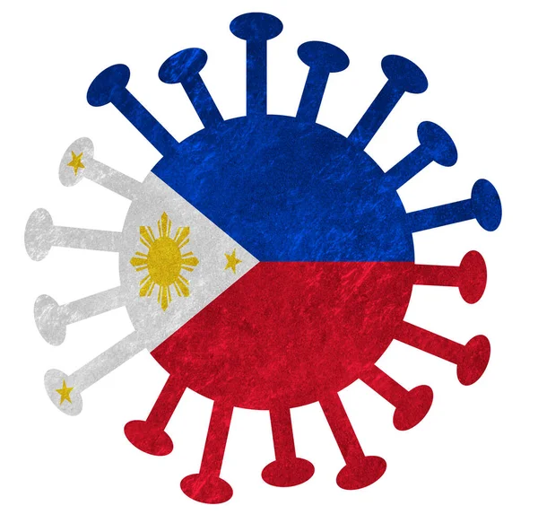 Drapeau National Des Philippines Avec Virus Couronne Des Bactéries Isolé — Photo